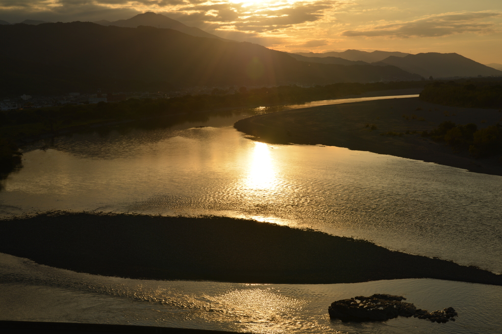 吉野川夕景 
