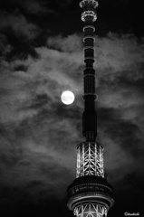 スーパームーンとスカイツリー