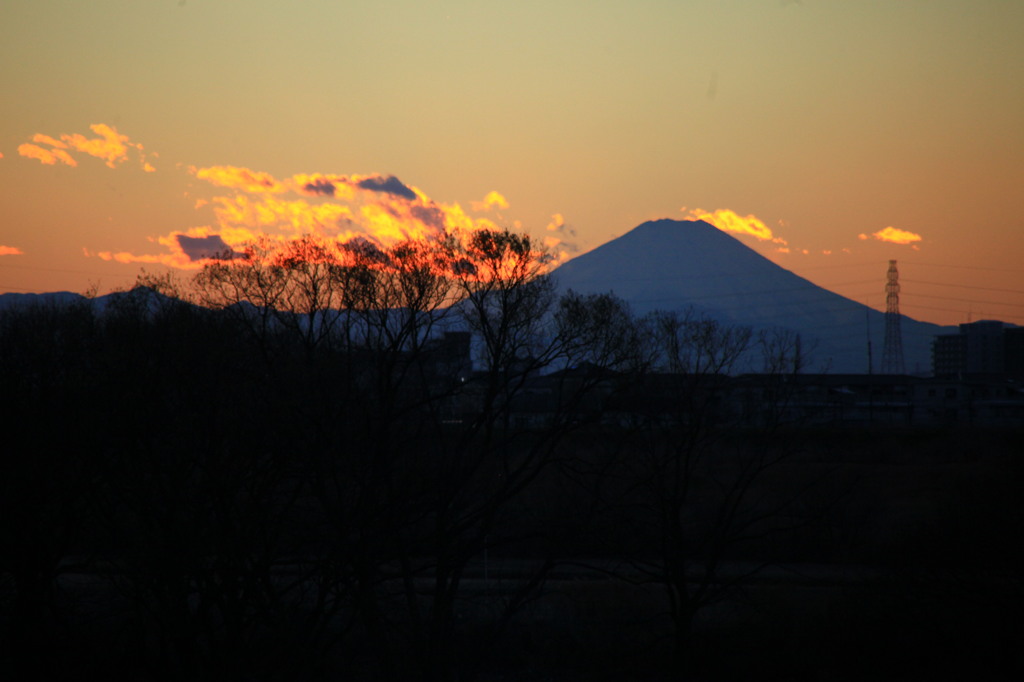 夕暮れ富士山
