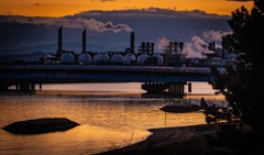工場夕映え