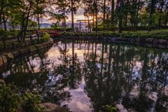 土山 田村神社和池夕景１（新東海道五十三次）