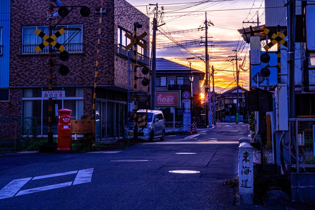 水口 夕焼け街道（新東海道五十三次）
