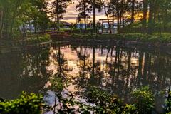 土山 田村神社和池夕景２（新東海道五十三次）