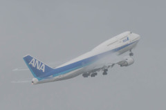 ANA　B747　離陸上昇　2