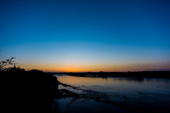 木曽川の美しい夜明け・・・