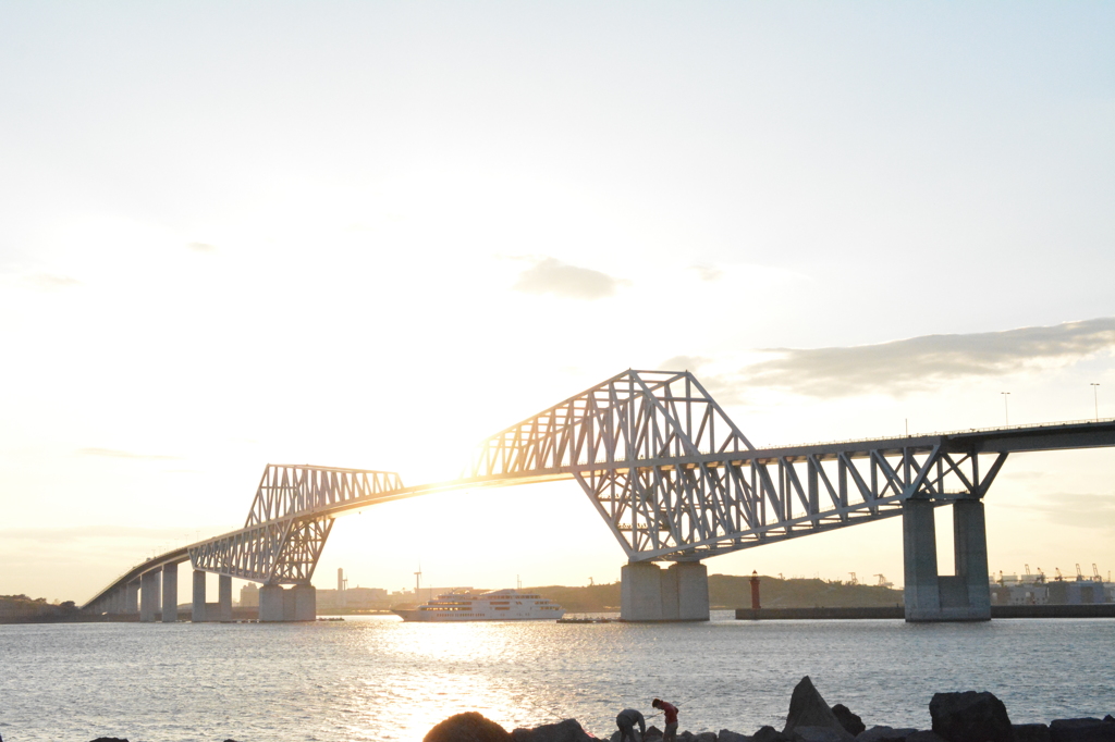 ゲートブリッジと夕日