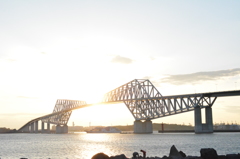 ゲートブリッジと夕日