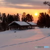 里山の夕暮れ　冬