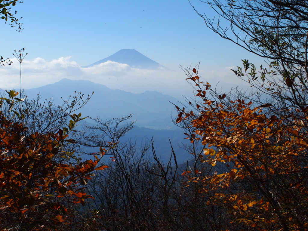 雲が掛かる富士