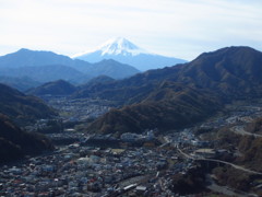 大月市街と富士山