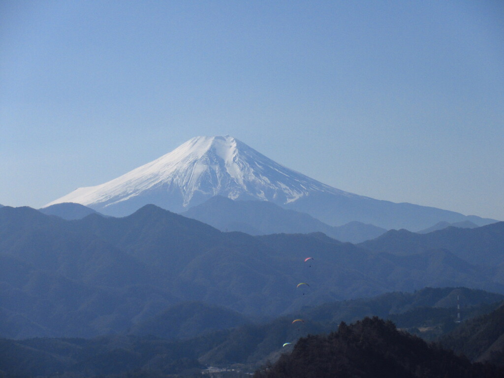 富士とパラグライダー