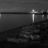 漁港の夜（モノクロ）