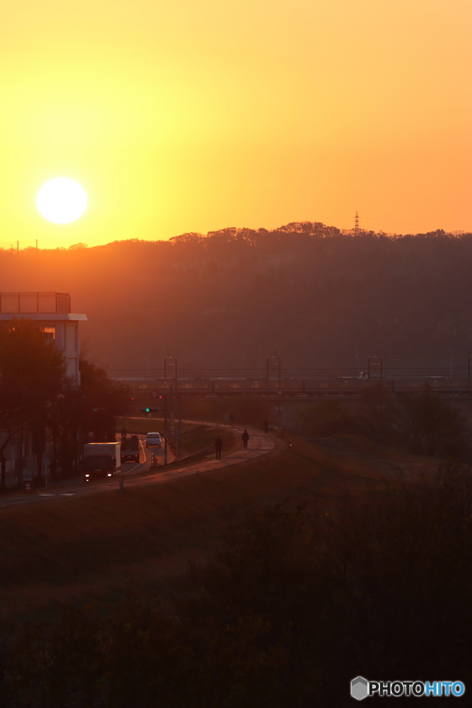 朝の多摩川