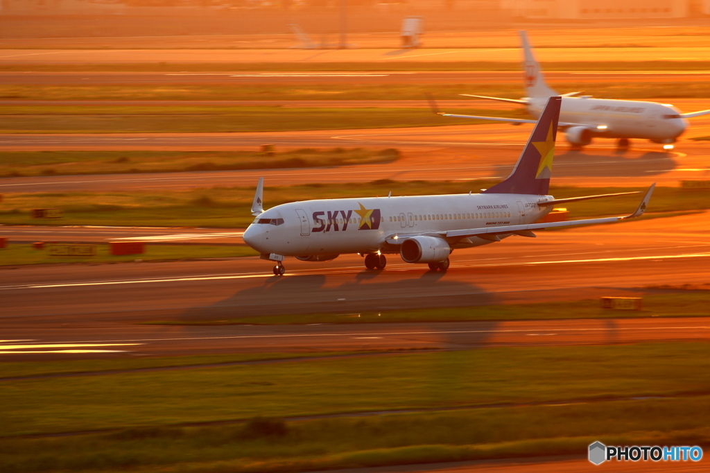 夕方の空港