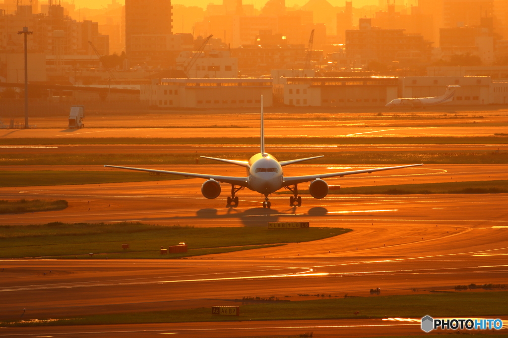 夕方の空港