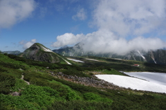 立山方面に湧き立つ雲