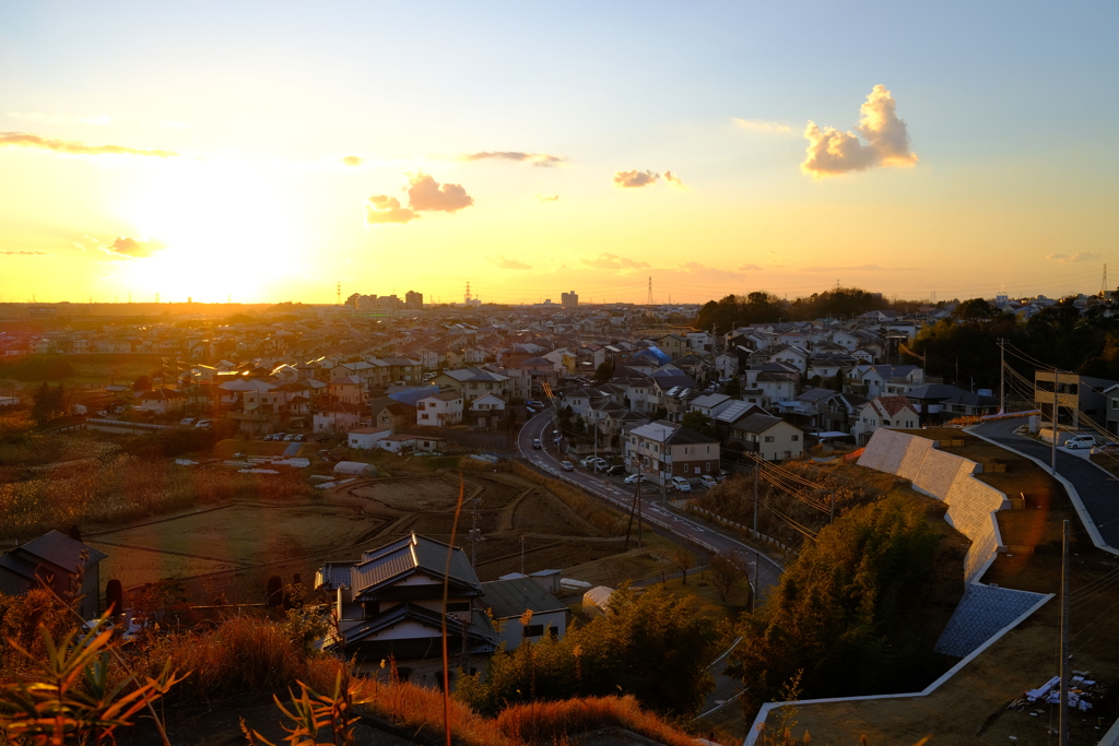 夕方の高台