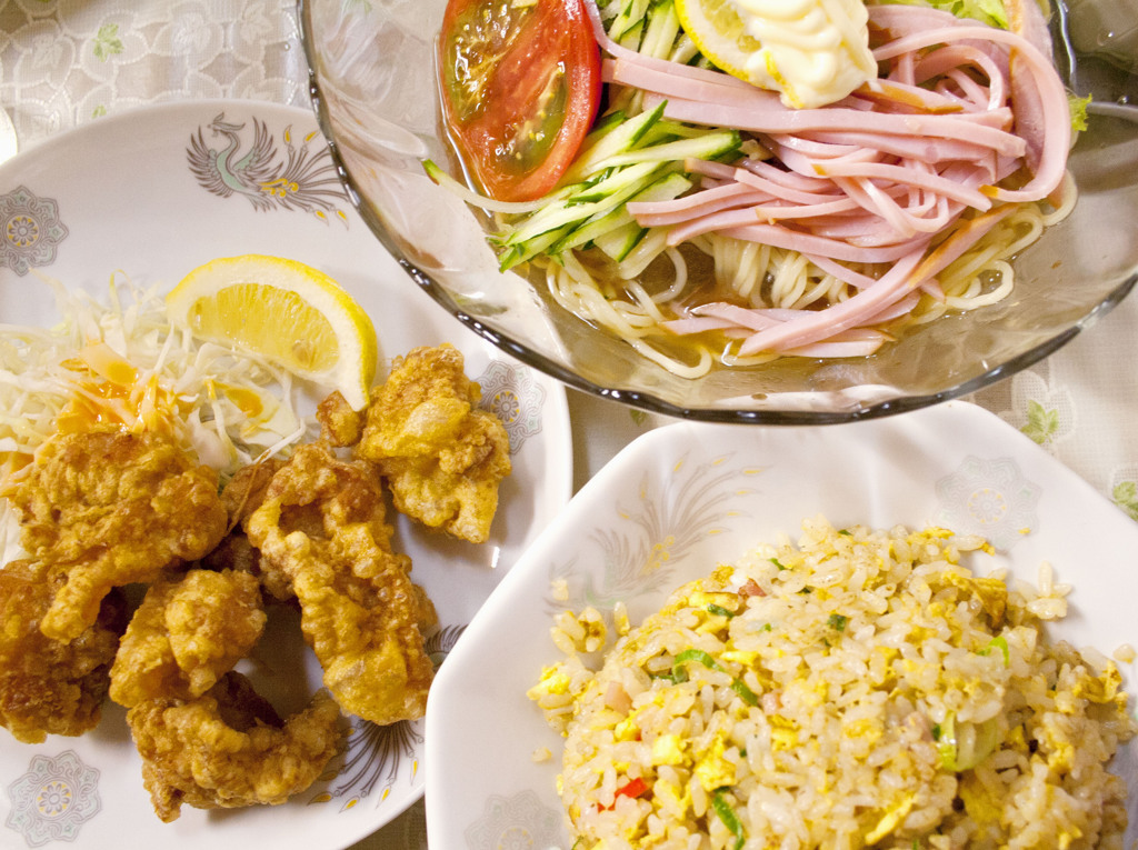れいめん、やきめし、からあげ