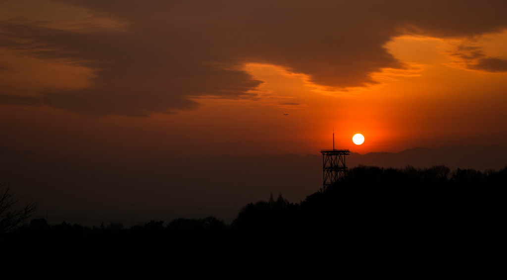 お墓参りで見た夕日