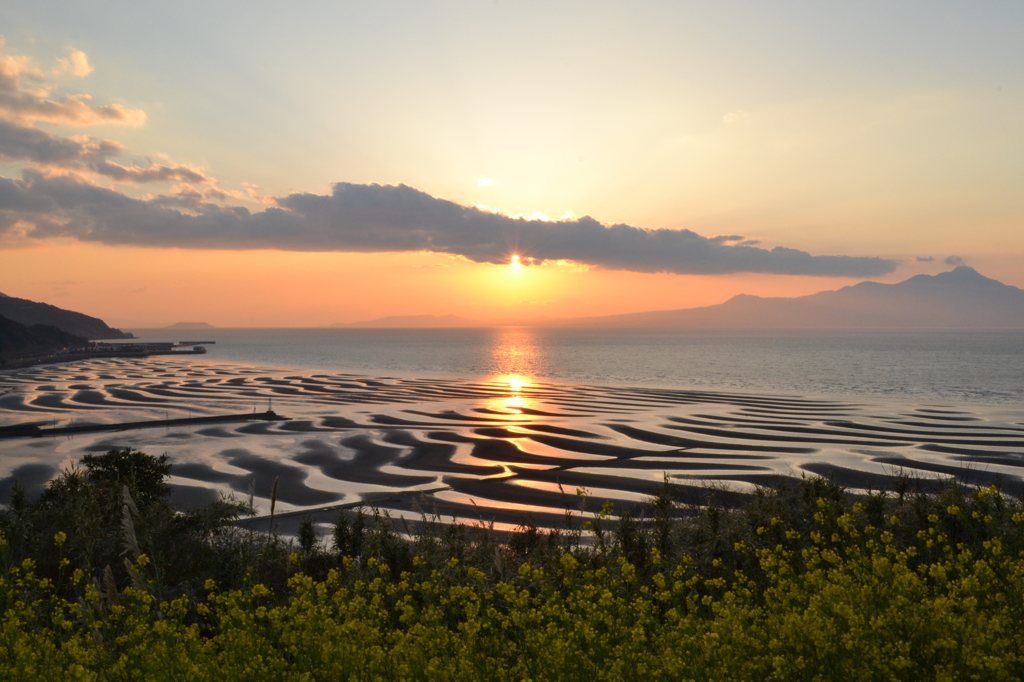 夕焼けの渚