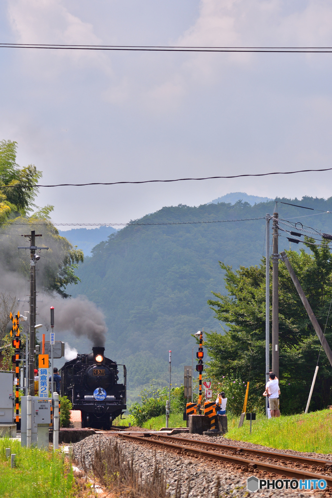 ＳＬやまぐち号 鍋倉駅到着