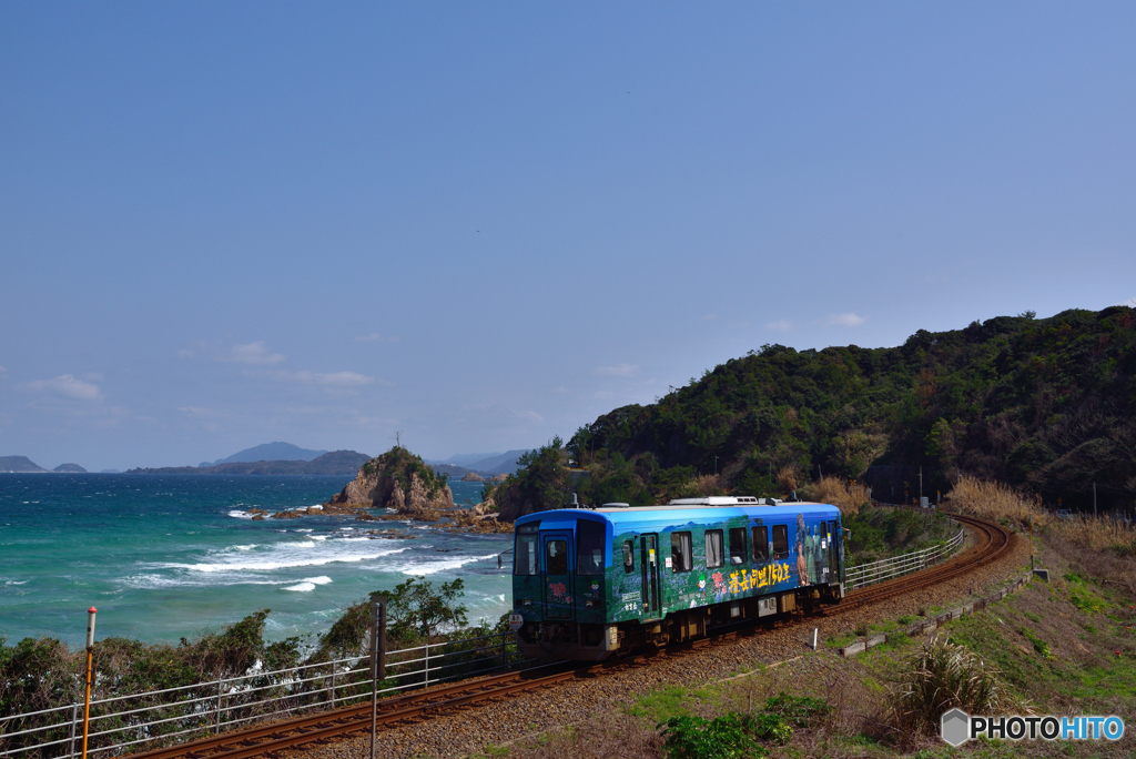 絶景山陰本線 青い幕末ISHIN号