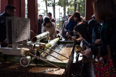 手水舎で