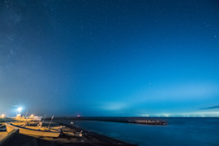 Ship and starry sky