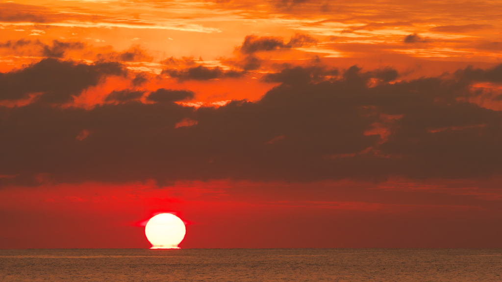 御前崎でだるま夕日を見た。