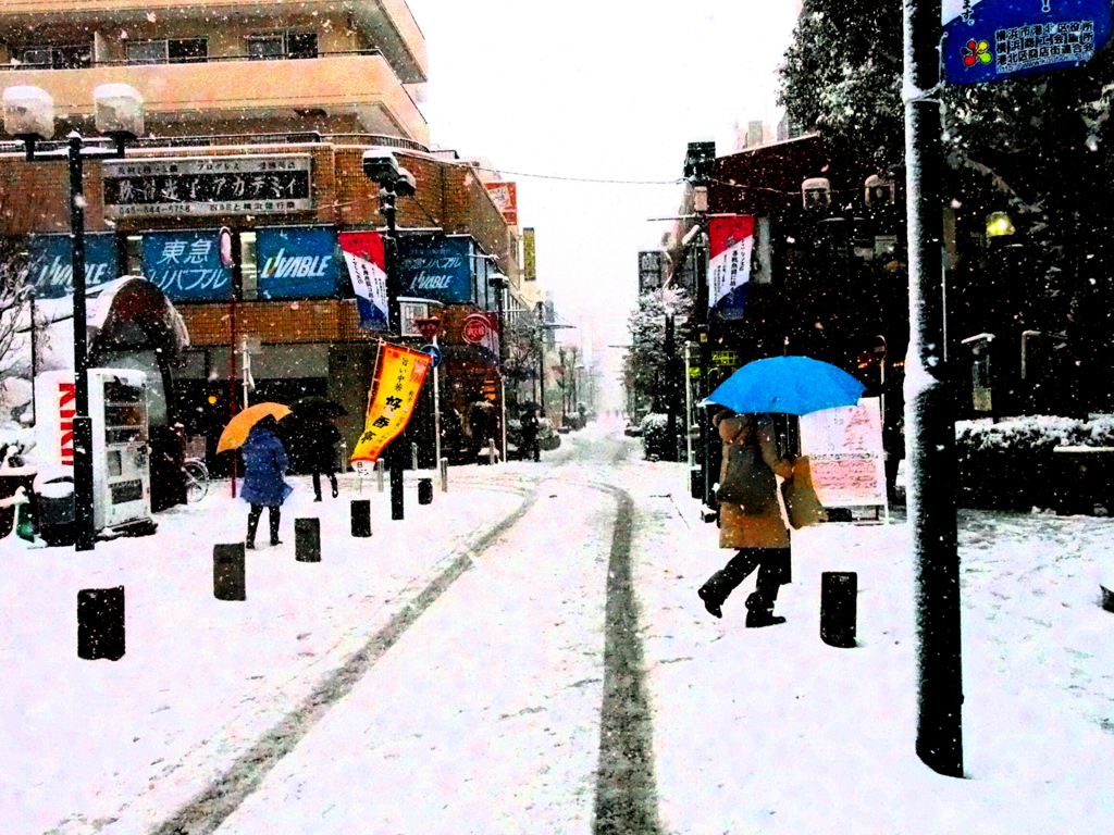 ２月雪が降った風景