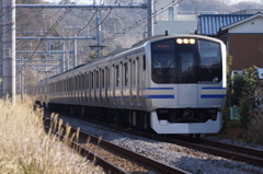 横須賀線、上り電車、宮の前踏切