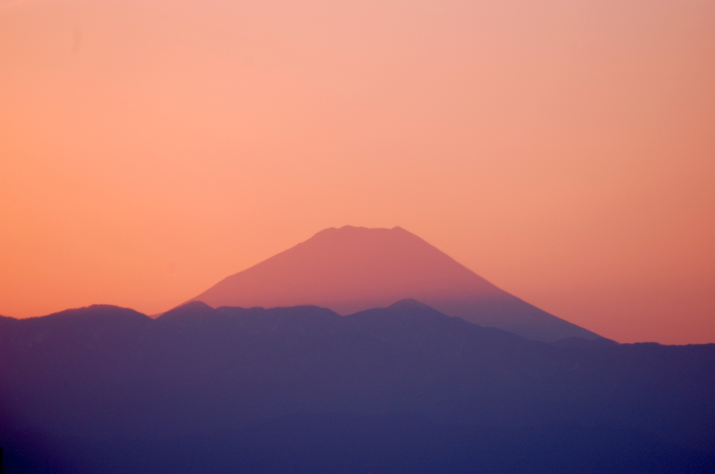 夕焼け色の富士山