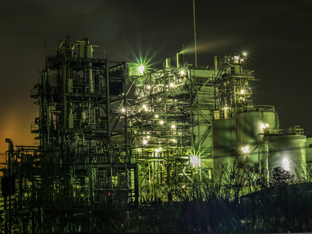発電所夜景