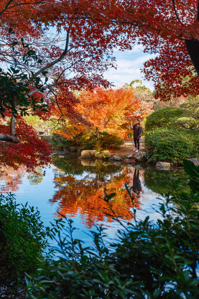 真っ赤な秋に囲まれてた