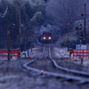 北条鉄道と雪化粧の朝