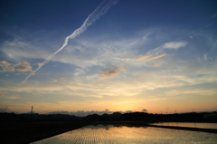 日没・雲の表情・水鏡