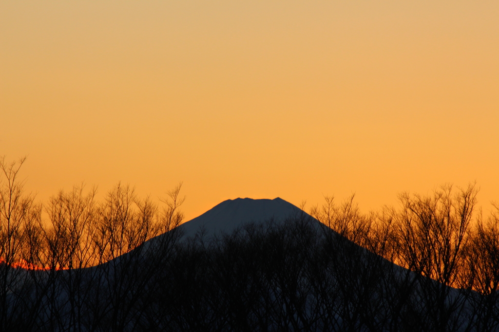夕焼けと富士