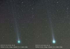 ラヴジョイ彗星(C/2014 Q2)1/19　スタック枚数比べ