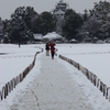 雪の岡山城と後楽園