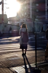 A  person in the light