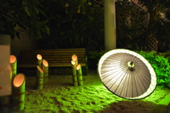 竹灯篭と傘