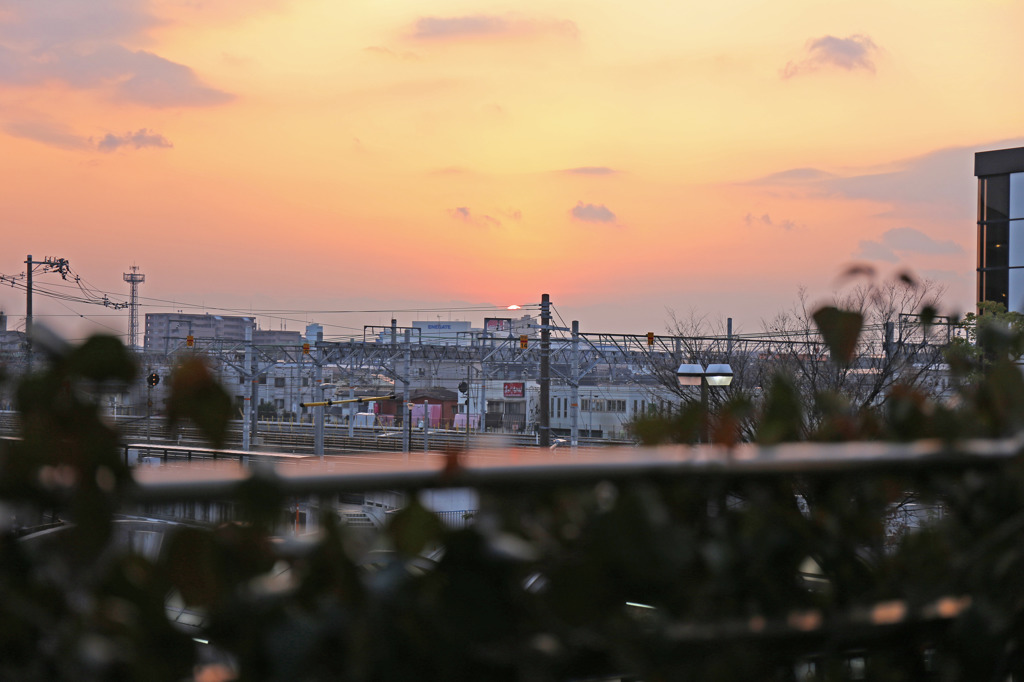 千里丘駅からの夕暮れ。