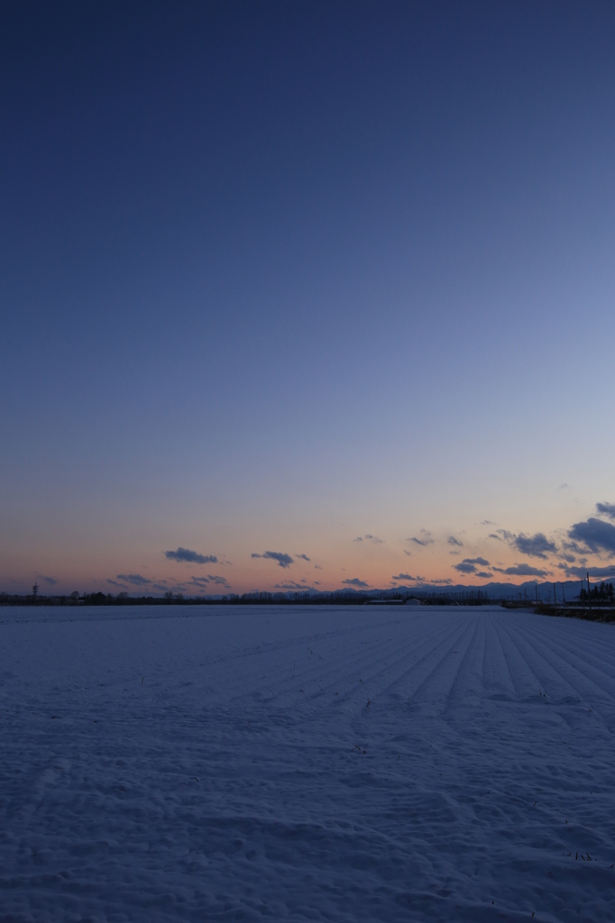 雪と夕焼け