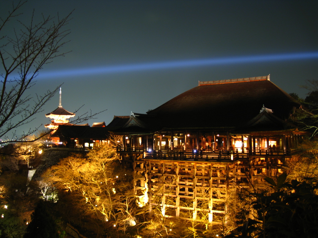 夜灯に浮かぶ清水寺