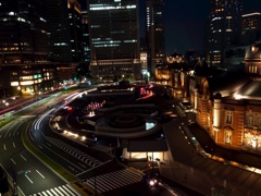 The night view of Tokyo Station