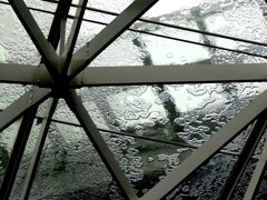 透明な屋根と雨