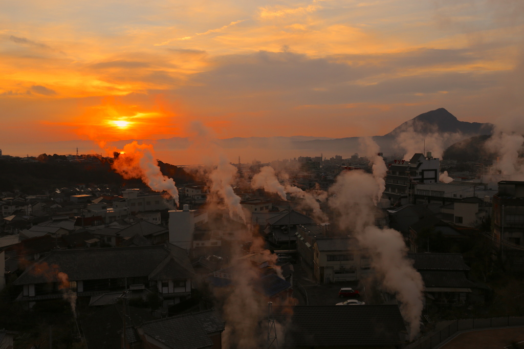 朝日を浴びる