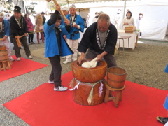 新年の餅つき