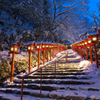 雪の貴船神社ライトアップ