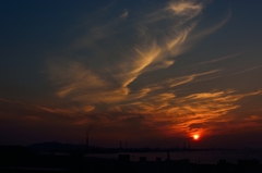 夕陽と雲のコラボレーション
